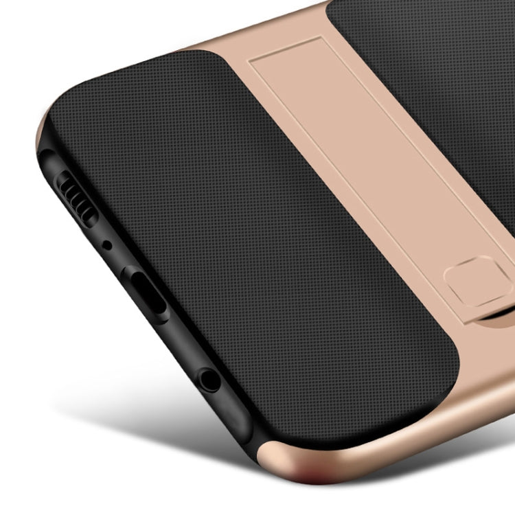 For Galaxy A40 Plaid Texture Non-slip TPU + PC Case with Holder