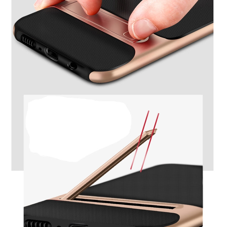 For Galaxy A50 Plaid Texture Non-slip TPU + PC Case with Holder