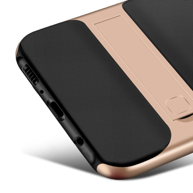 For Galaxy A50 Plaid Texture Non-slip TPU + PC Case with Holder
