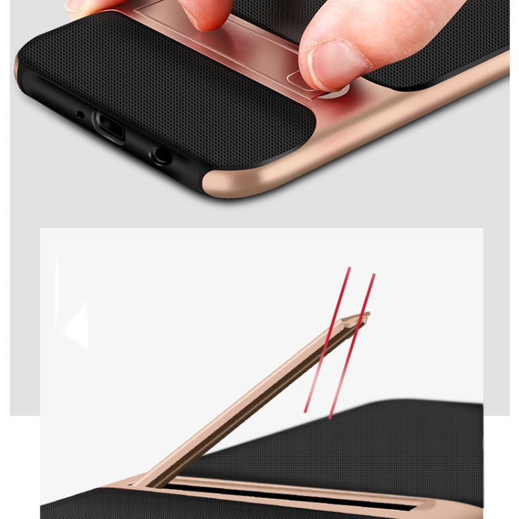 For Galaxy M10 Plaid Texture Non-slip TPU + PC Case with Holder