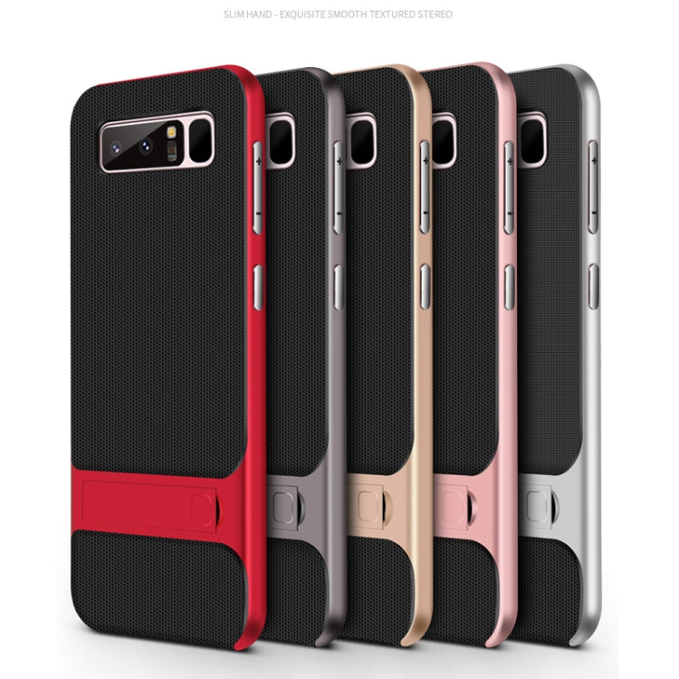 For Galaxy Note8 Plaid Texture Non-slip TPU + PC Case with Holder