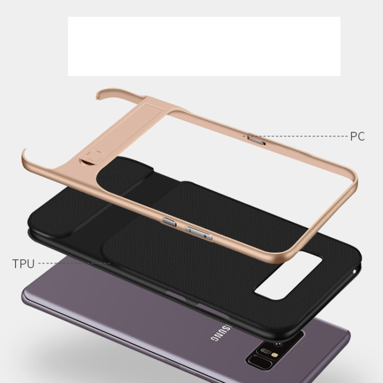 For Galaxy Note8 Plaid Texture Non-slip TPU + PC Case with Holder