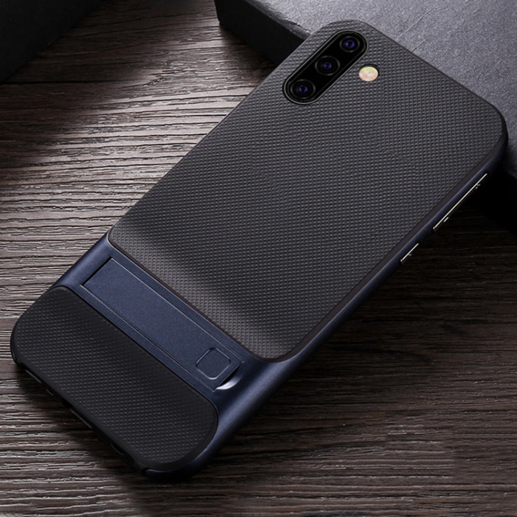For Galaxy Note10 Plaid Texture Non-slip TPU + PC Case with Holder