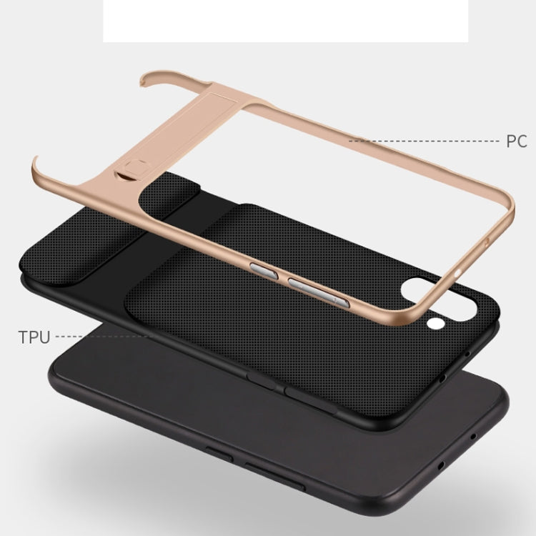 For Galaxy Note10 Plaid Texture Non-slip TPU + PC Case with Holder
