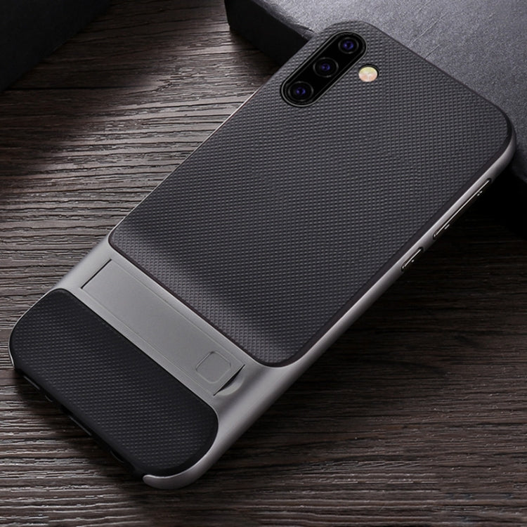 For Galaxy Note10 Plaid Texture Non-slip TPU + PC Case with Holder