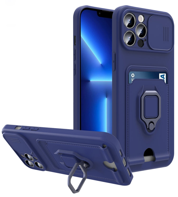 For iPhone 12 Pro Max Sliding Camera Cover Design TPU Shockproof Phone Case with Holder & Card Slots