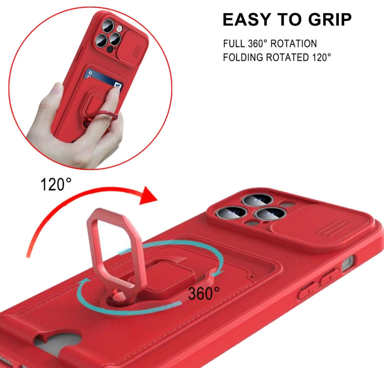For iPhone 12 Pro Max Sliding Camera Cover Design TPU Shockproof Phone Case with Holder & Card Slots