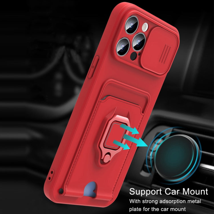 For iPhone 12 Pro Max Sliding Camera Cover Design TPU Shockproof Phone Case with Holder & Card Slots