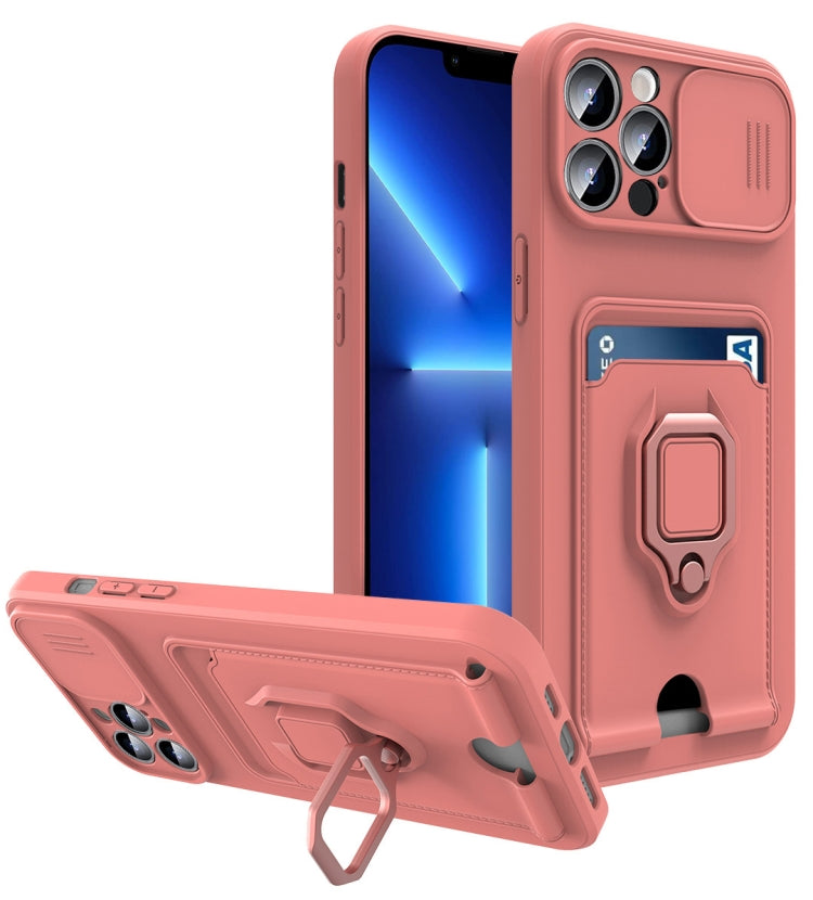 For iPhone 11 Sliding Camera Cover Design TPU Shockproof Phone Case with Holder & Card Slots