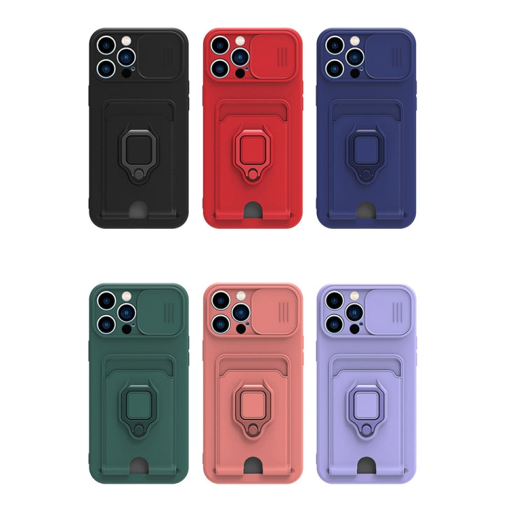 For iPhone 11 Sliding Camera Cover Design TPU Shockproof Phone Case with Holder & Card Slots