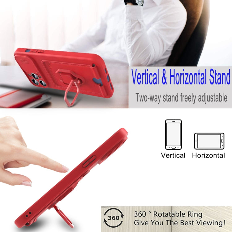 For iPhone 11 Sliding Camera Cover Design TPU Shockproof Phone Case with Holder & Card Slots