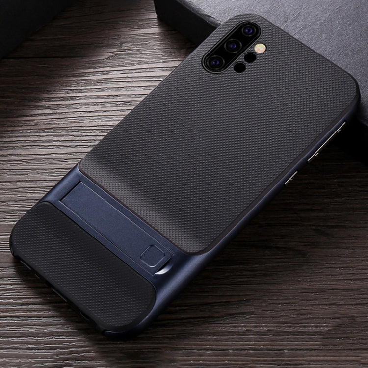 For Galaxy Note10+ Plaid Texture Non-slip TPU + PC Case with Holder