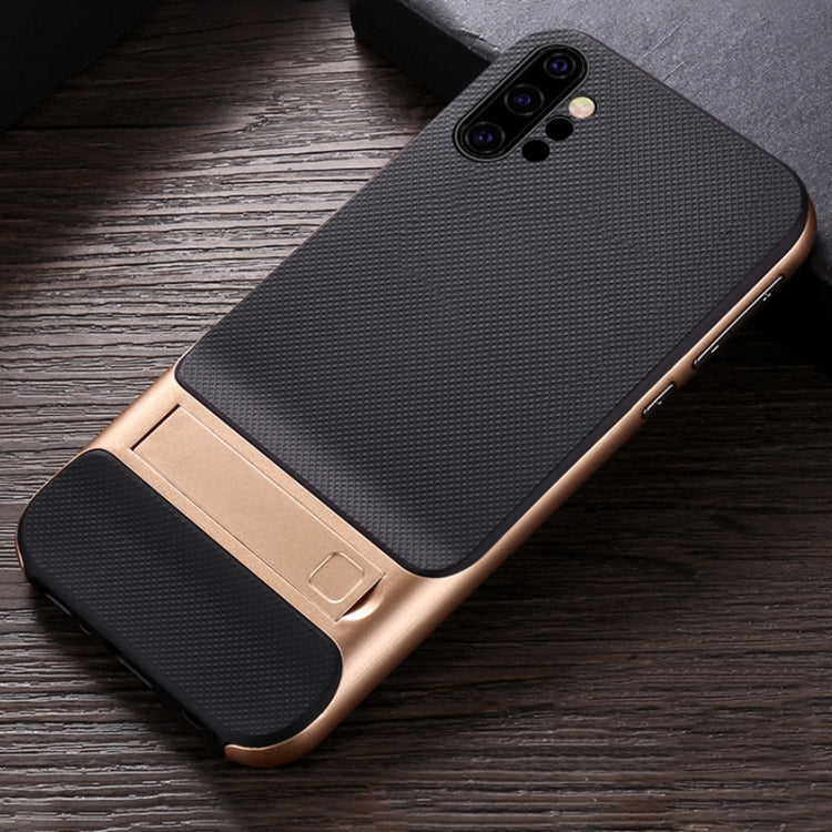 For Galaxy Note10+ Plaid Texture Non-slip TPU + PC Case with Holder
