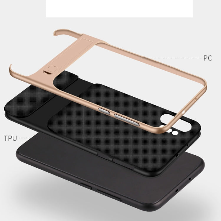 For Galaxy Note10+ Plaid Texture Non-slip TPU + PC Case with Holder