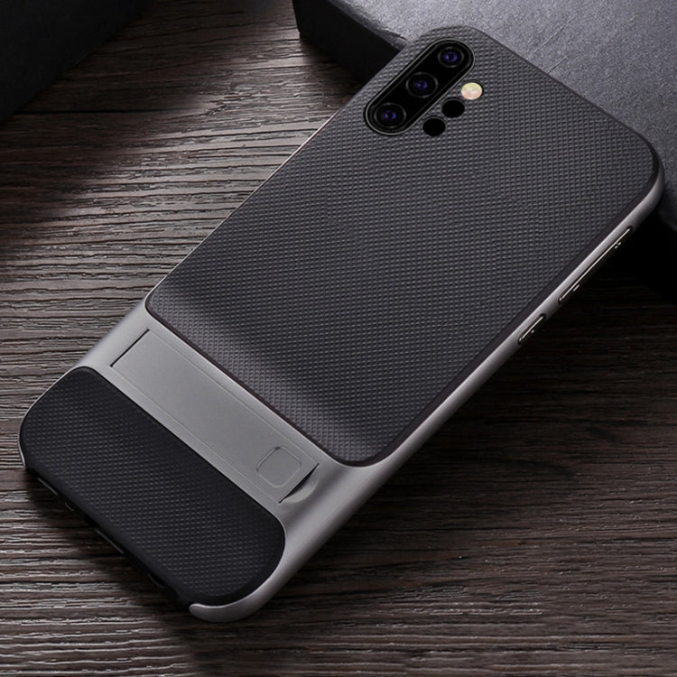 For Galaxy Note10+ Plaid Texture Non-slip TPU + PC Case with Holder