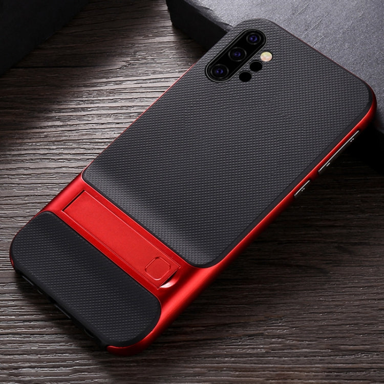 For Galaxy Note10+ Plaid Texture Non-slip TPU + PC Case with Holder