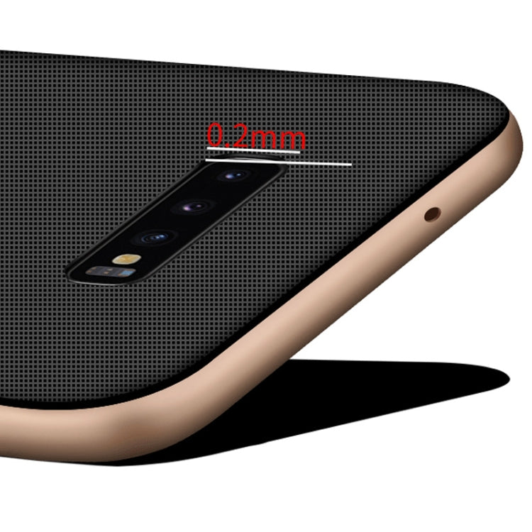 For Galaxy S10 5G Plaid Texture Non-slip TPU + PC Case with Holder