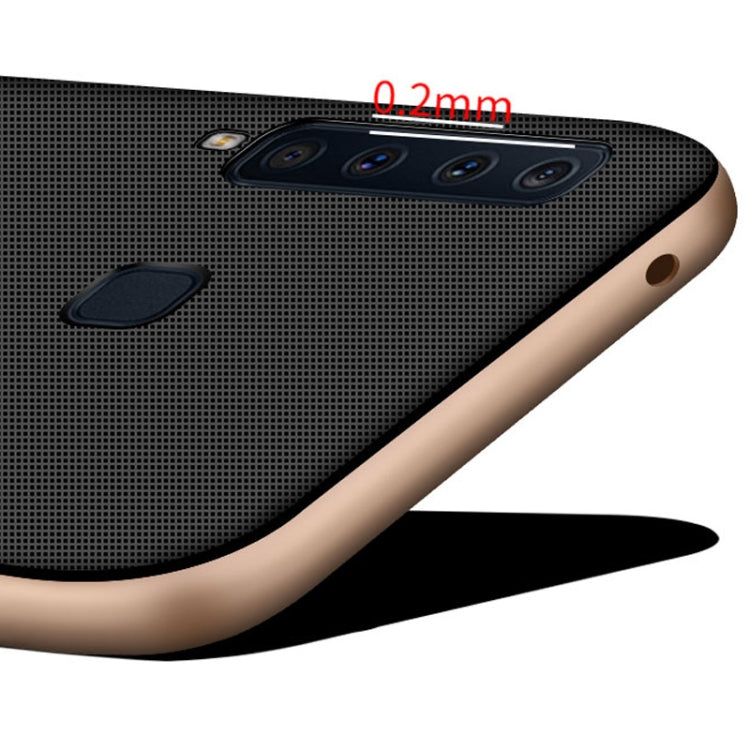 For Galaxy A9(2018) Plaid Texture Non-slip TPU + PC Case with Holder