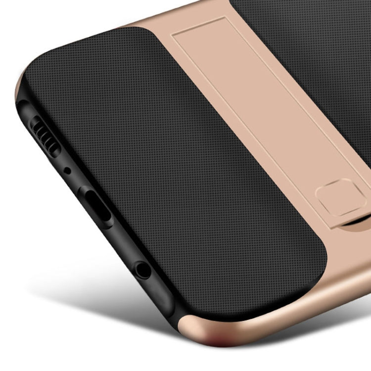For Galaxy A9(2018) Plaid Texture Non-slip TPU + PC Case with Holder