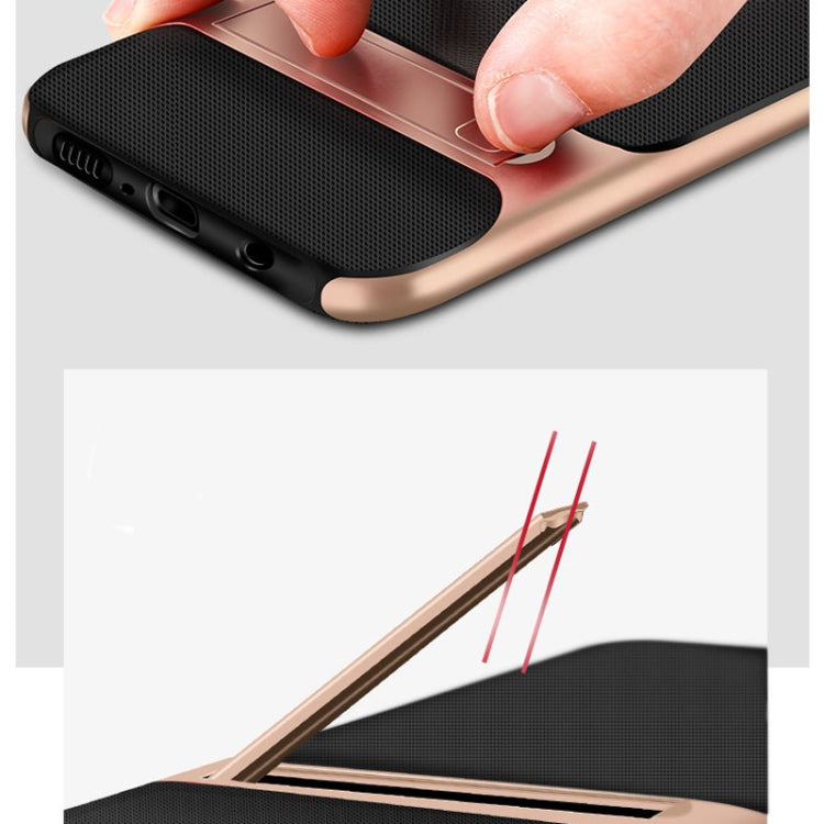 For Galaxy A9(2018) Plaid Texture Non-slip TPU + PC Case with Holder