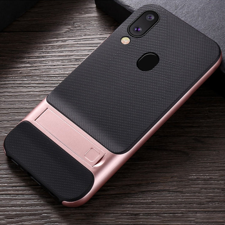 For Galaxy M20 Plaid Texture Non-slip TPU + PC Case with Holder