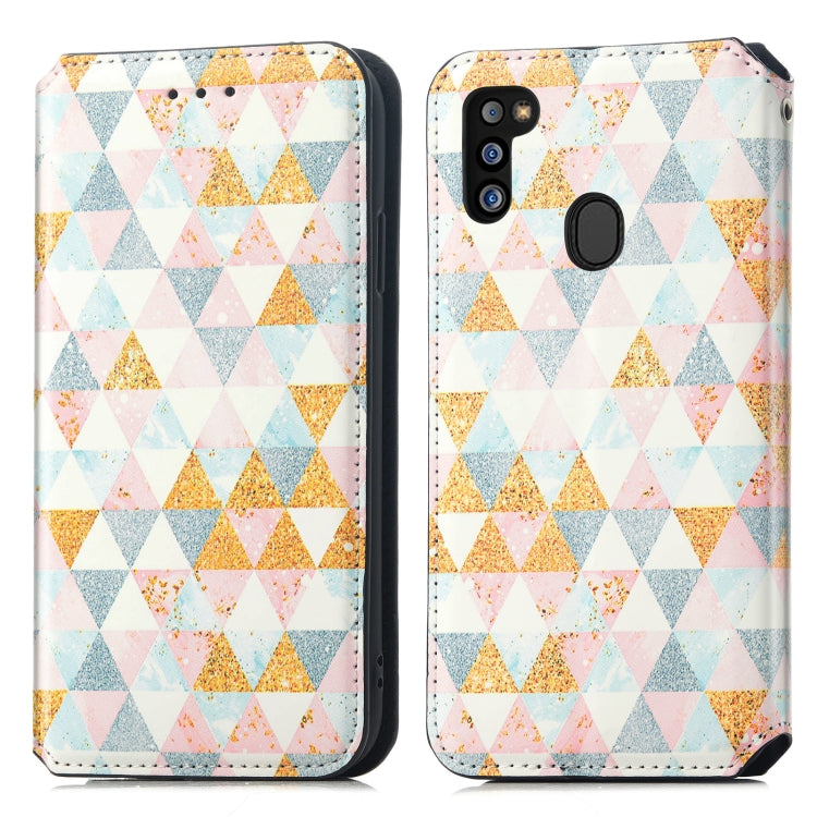 For Samsung Galaxy M21 2021 Colorful Magnetic Horizontal Flip Leather Phone Case with Holder & Card Slot & Wallet