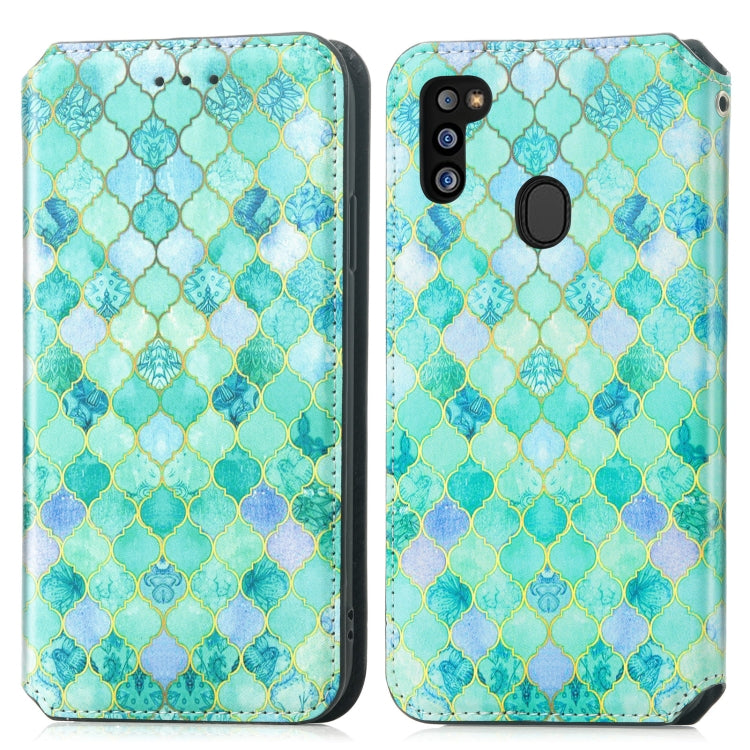For Samsung Galaxy M21 2021 Colorful Magnetic Horizontal Flip Leather Phone Case with Holder & Card Slot & Wallet