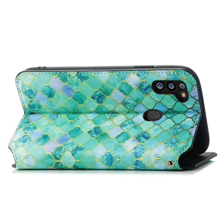 For Samsung Galaxy M21 2021 Colorful Magnetic Horizontal Flip Leather Phone Case with Holder & Card Slot & Wallet