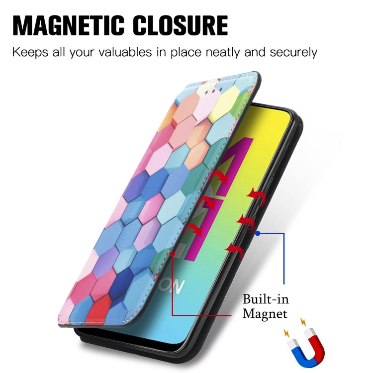 For Samsung Galaxy M21 2021 Colorful Magnetic Horizontal Flip Leather Phone Case with Holder & Card Slot & Wallet