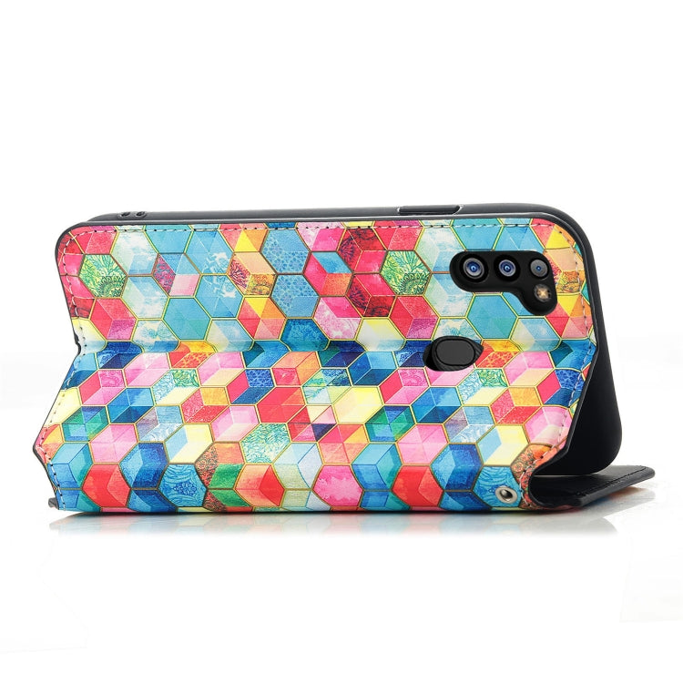 For Samsung Galaxy M21 2021 Colorful Magnetic Horizontal Flip Leather Phone Case with Holder & Card Slot & Wallet