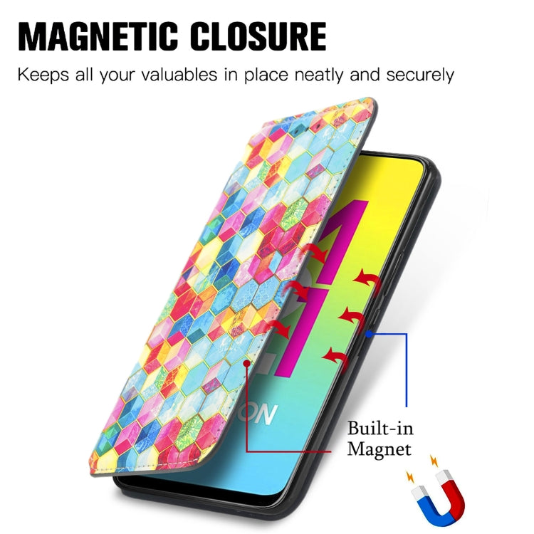 For Samsung Galaxy M21 2021 Colorful Magnetic Horizontal Flip Leather Phone Case with Holder & Card Slot & Wallet