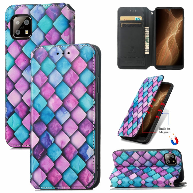 For Sharp Aquos Sense 6 Colorful Magnetic Horizontal Flip Leather Phone Case with Holder & Card Slot & Wallet