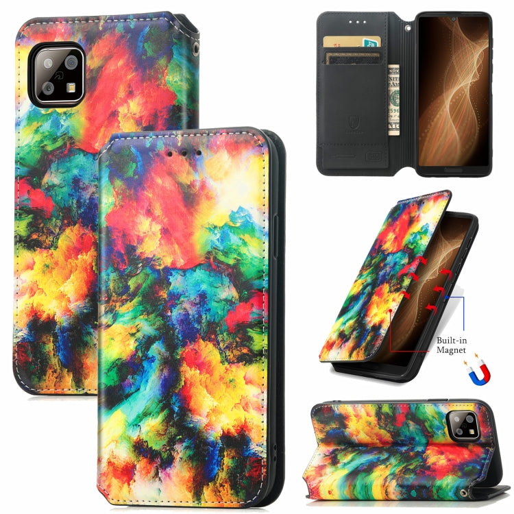 For Sharp Aquos Sense 6 Colorful Magnetic Horizontal Flip Leather Phone Case with Holder & Card Slot & Wallet