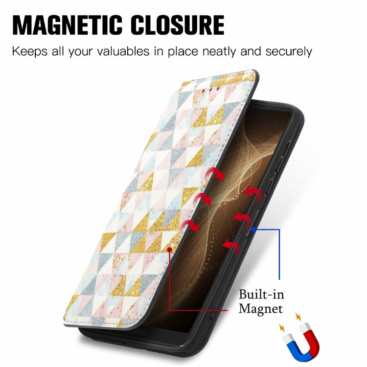 For Sharp Aquos Sense 6 Colorful Magnetic Horizontal Flip Leather Phone Case with Holder & Card Slot & Wallet