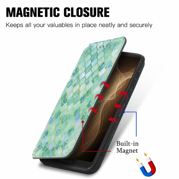 For Sharp Aquos Sense 6 Colorful Magnetic Horizontal Flip Leather Phone Case with Holder & Card Slot & Wallet