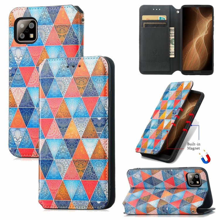 For Sharp Aquos Sense 6 Colorful Magnetic Horizontal Flip Leather Phone Case with Holder & Card Slot & Wallet