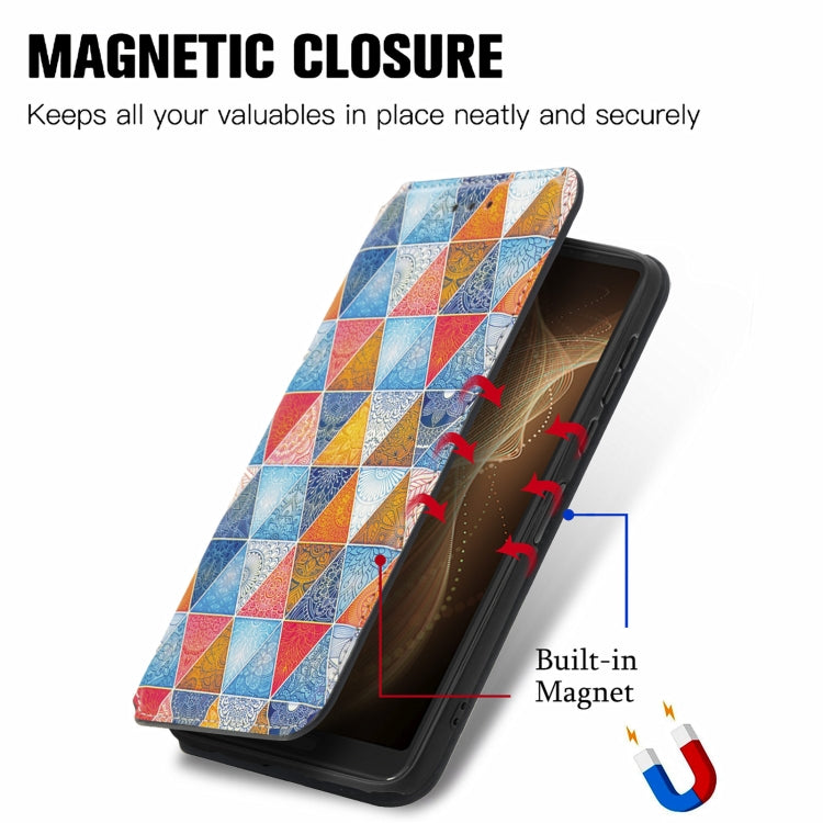 For Sharp Aquos Sense 6 Colorful Magnetic Horizontal Flip Leather Phone Case with Holder & Card Slot & Wallet
