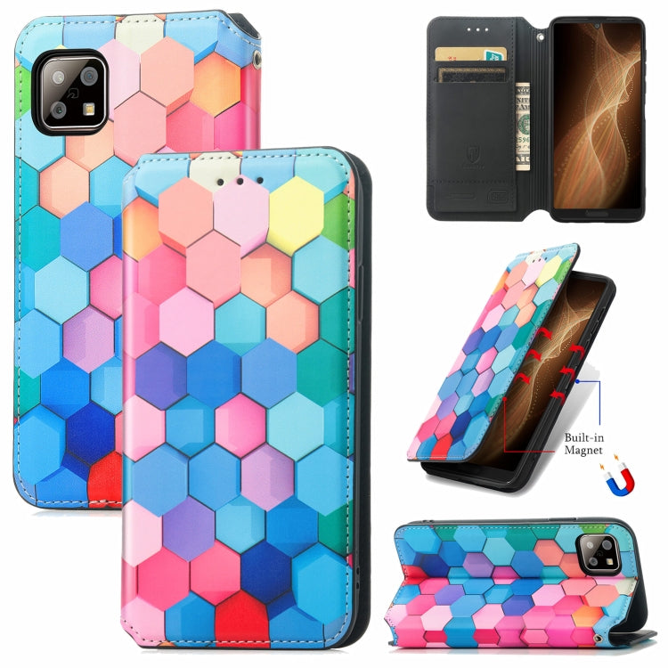 For Sharp Aquos Sense 6 Colorful Magnetic Horizontal Flip Leather Phone Case with Holder & Card Slot & Wallet
