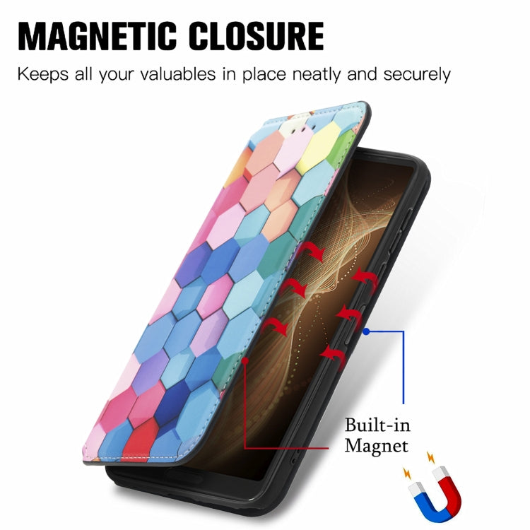 For Sharp Aquos Sense 6 Colorful Magnetic Horizontal Flip Leather Phone Case with Holder & Card Slot & Wallet