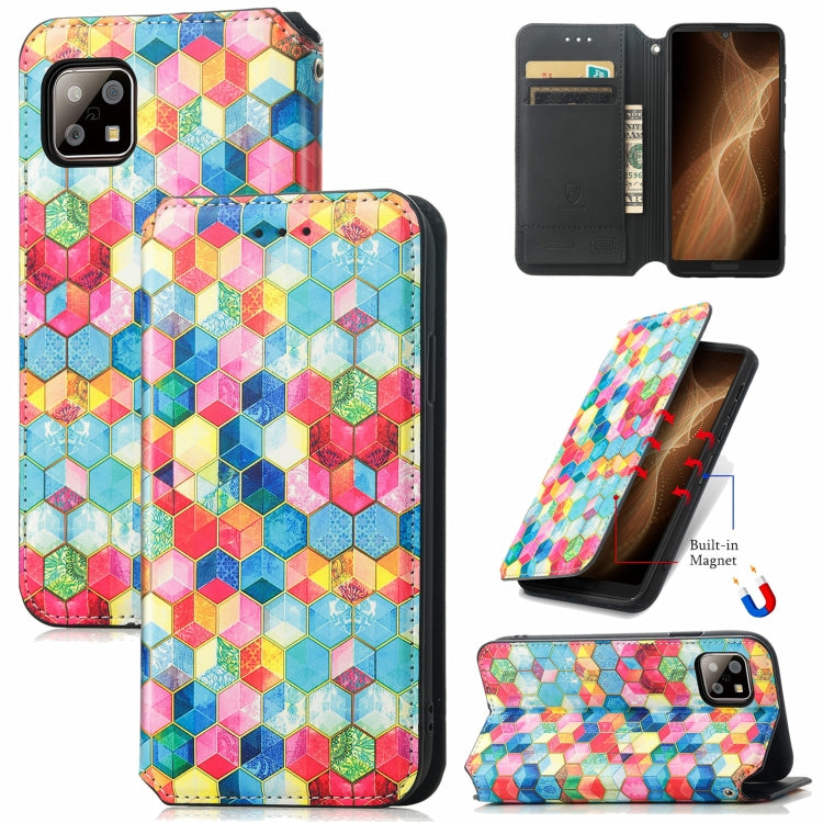 For Sharp Aquos Sense 6 Colorful Magnetic Horizontal Flip Leather Phone Case with Holder & Card Slot & Wallet