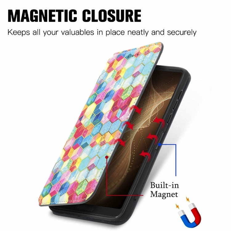 For Sharp Aquos Sense 6 Colorful Magnetic Horizontal Flip Leather Phone Case with Holder & Card Slot & Wallet