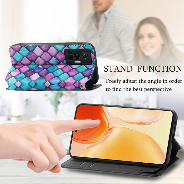 For vivo X70 Pro Colorful Magnetic Horizontal Flip Leather Phone Case with Holder & Card Slot & Wallet