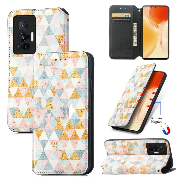 For vivo X70 Pro Colorful Magnetic Horizontal Flip Leather Phone Case with Holder & Card Slot & Wallet
