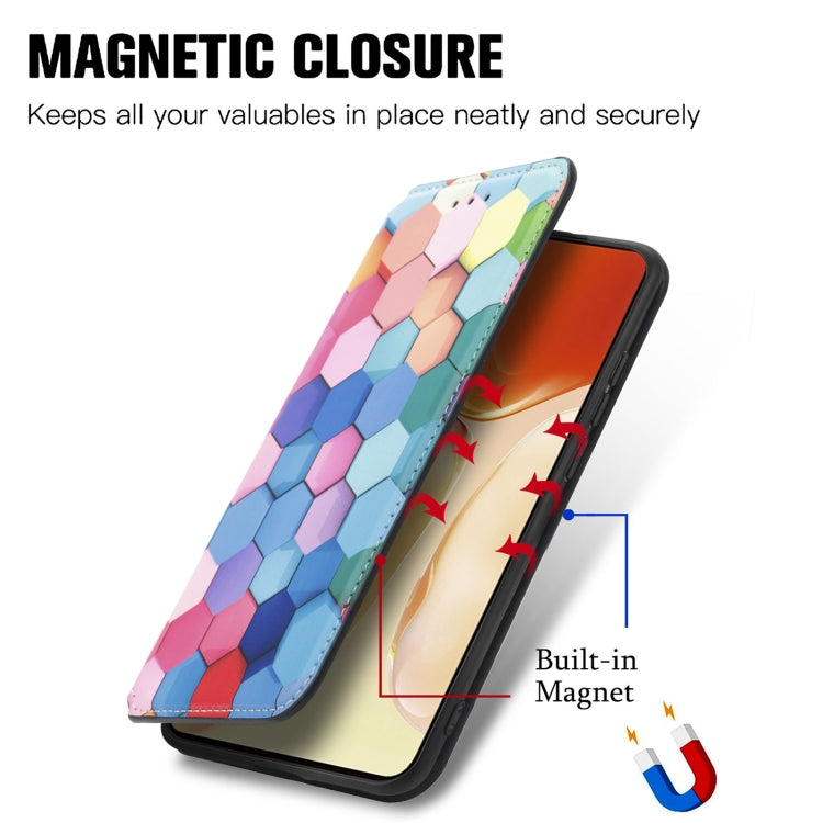 For vivo X70 Pro Colorful Magnetic Horizontal Flip Leather Phone Case with Holder & Card Slot & Wallet