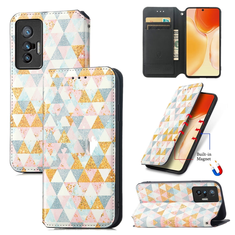 For vivo X70 Colorful Magnetic Horizontal Flip Leather Phone Case with Holder & Card Slot & Wallet