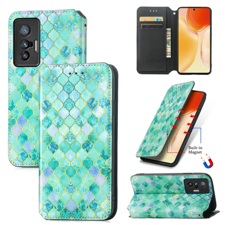 For vivo X70 Colorful Magnetic Horizontal Flip Leather Phone Case with Holder & Card Slot & Wallet