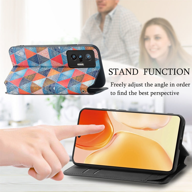 For vivo X70 Colorful Magnetic Horizontal Flip Leather Phone Case with Holder & Card Slot & Wallet