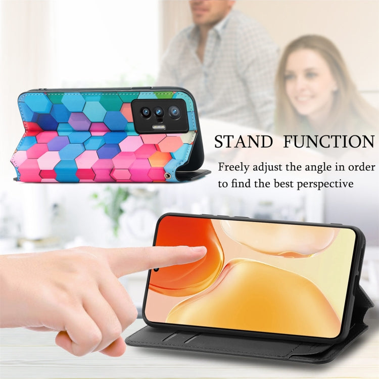 For vivo X70 Colorful Magnetic Horizontal Flip Leather Phone Case with Holder & Card Slot & Wallet