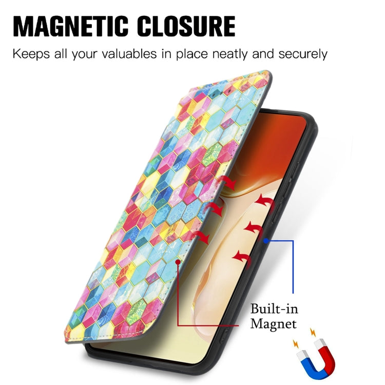 For vivo X70 Colorful Magnetic Horizontal Flip Leather Phone Case with Holder & Card Slot & Wallet