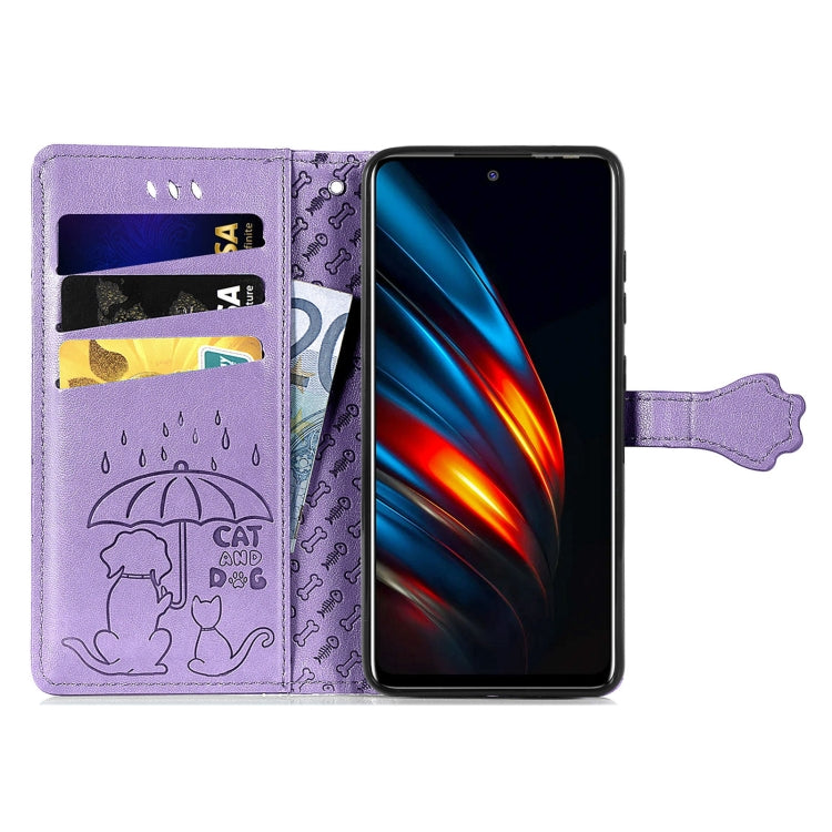 For Tecno Pova 2 Lovely Cat and Dog Embossing Pattern Horizontal Flip Leather Phone Case with Holder & Card Slots & Wallet & Cartoon Clasp & Lanyard